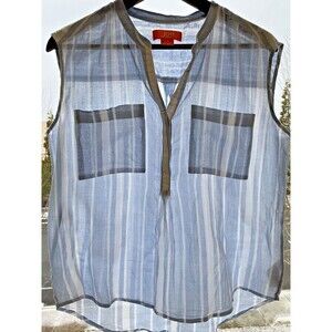 Joe Fresh Womens Top Shirt Blouse S / P Blue Sleeveless Cotton Lightweight